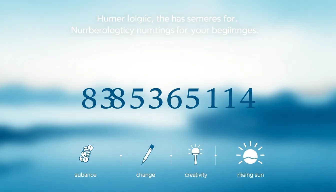 numerological significance of the number 8885365114 with symbols and icons.